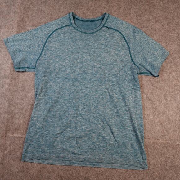 Lululemon Metal Vent Tech Shirt Mens Extra Large Crew Neck Gym Heathered Blue - Picture 1 of 7